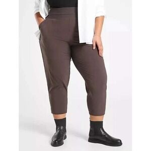 Athleta Brown Crop Athletic Jogger Pants Side Stripe Womans Plus Size 24‎